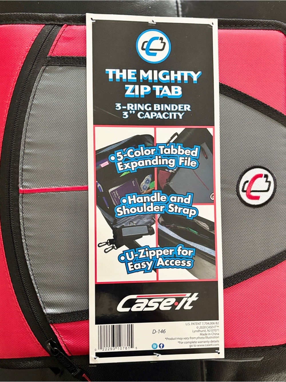 Mighty Zip Tab 3-Ring Binder - Red/Grey